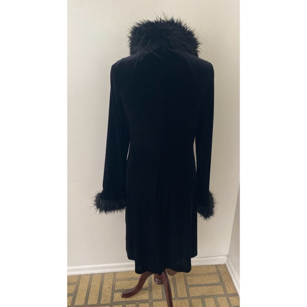 Vintage Betsey Johnson Velvet Floral Faux Fur Duster Jacket - Picture 10 of 13